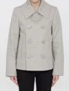 Bottega Veneta Doppelreihige Jacke Mit Spitzem Kragen In Beige