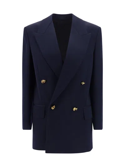 Bottega Veneta Double Breasted Tailored Blazer In Blue