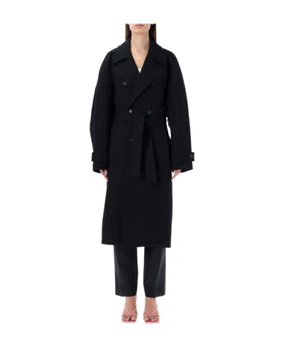 Bottega Veneta Double-breasted Trench Coat In Black