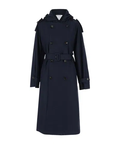 Bottega Veneta Double-breasted Trench Coat In Black