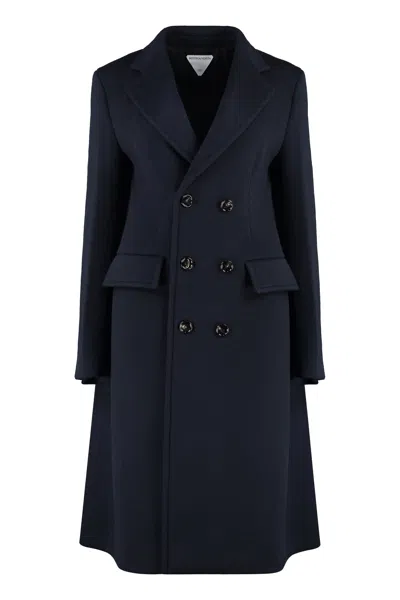 Bottega Veneta Double-breasted Wool And Cashmere Coat In Blue