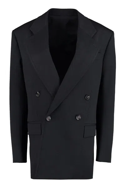 Bottega Veneta Double-breasted Wool Blazer In Black