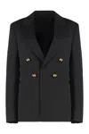Bottega Veneta Double-breasted Wool Blazer With Embellished Buttons In Black