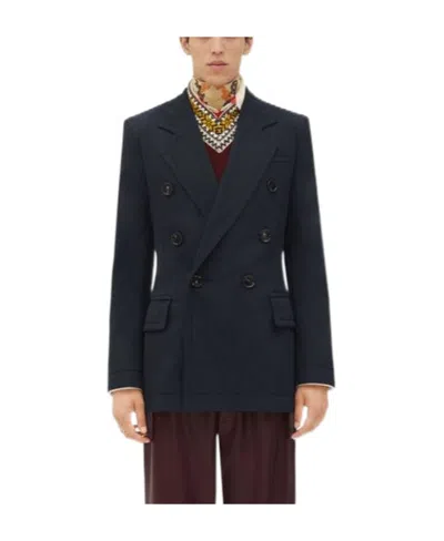 Bottega Veneta Double-breasted Wool Blazer In Black