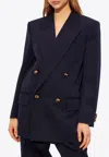 Bottega Veneta Double Breasted Tailored Blazer In Blue