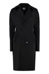 Bottega Veneta Double-breasted Wool Coat In Black