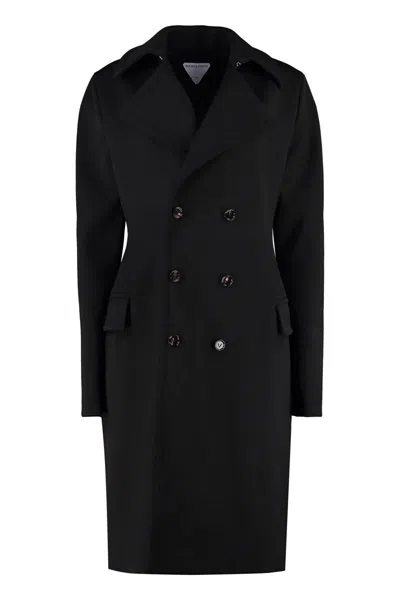 Bottega Veneta Double-breasted Wool Coat In Blue