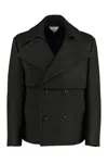 Bottega Veneta Men's Double-breasted Wool Coat In Green