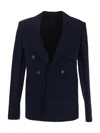 Bottega Veneta Double-breasted Wool Jacket In Blue