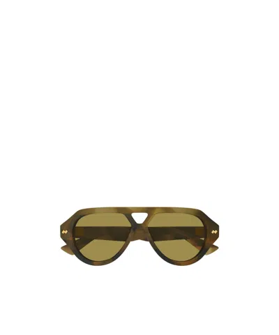 Bottega Veneta Double Bridge Aviator Sunglasses In Green