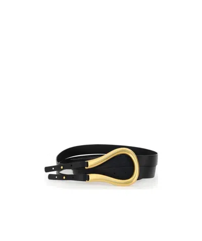 Bottega Veneta Double Buckle Belt In Black