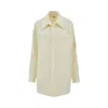 Bottega Veneta Linen Oversized Shirt With Embroidered Collar In Neutral