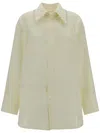 Bottega Veneta English Embroidery Linen Shirt In Tan