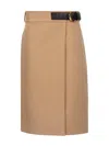 Bottega Veneta Wrap Midi Skirt With Leather Belt In Nude & Neutrals