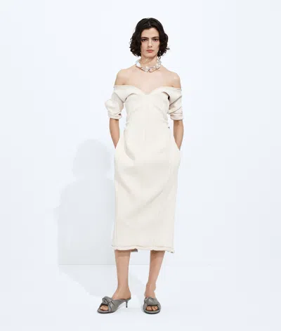 Bottega Veneta Double Crepe Dress In Gray