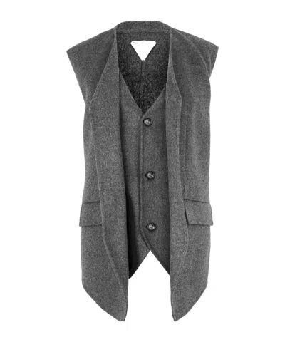 Bottega Veneta Double Face Wool Gilet In Black
