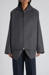Bottega Veneta Double Face Wool Hooded Jacket In Gray