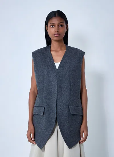 Bottega Veneta Double Face Wool Vest In Gray