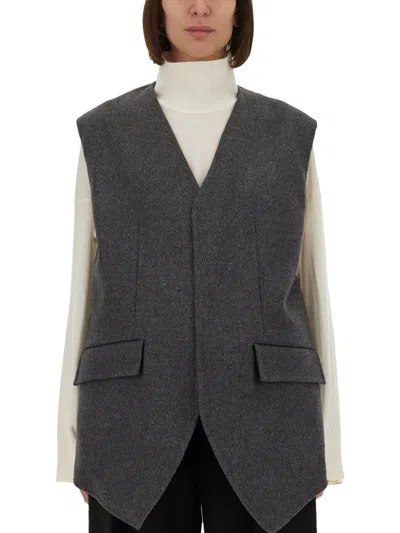 Bottega Veneta Double Face Wool Vest In Gray