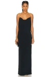 Bottega Veneta Double Viscose Knit Long Dress W/ Chain In Black