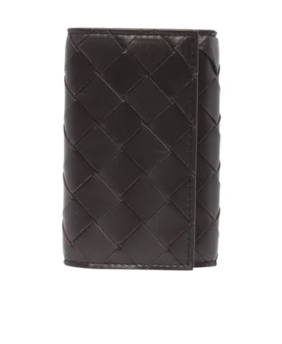 Bottega Veneta Double-fold Key Bag In Brown