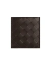 Bottega Veneta Double-fold Thin Wallet In Chocolate Brown/smoked Brown
