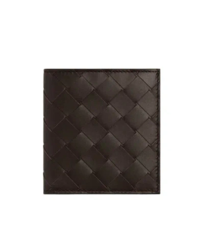 Bottega Veneta Double-fold Thin Wallet In Chocolate Brown/smoked Brown