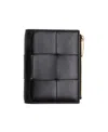 Bottega Veneta Double Fold Zipper Purse In Black