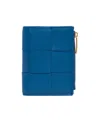 Bottega Veneta Double Fold Zipper Purse In Blue