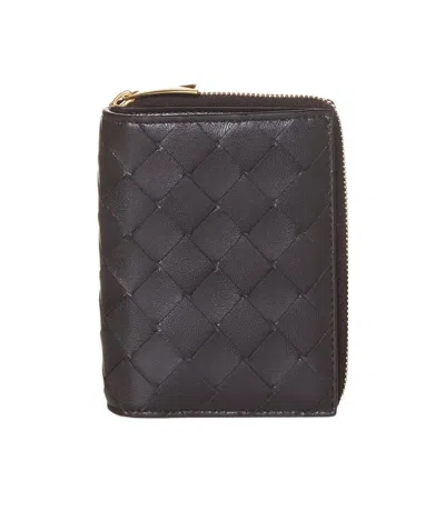 Bottega Veneta Double Fold Zipper Purse In Brown