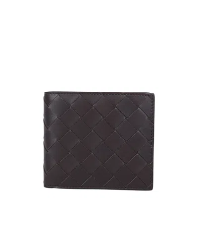 Bottega Veneta Double-folded Checkered Wallet In Black