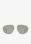Bottega Veneta Double-framed Aviator Sunglasses In Green