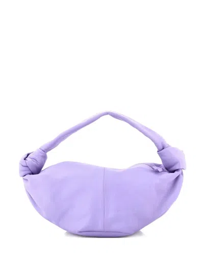 Pre-owned Bottega Veneta Double Knot Leather Mini Hobo Bag In Purple