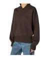 Bottega Veneta Relaxed Fit Double Cotton Blend V-neck Sweater In Dark Chestnut