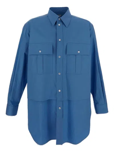 Bottega Veneta Double Layer Shirt In Blue