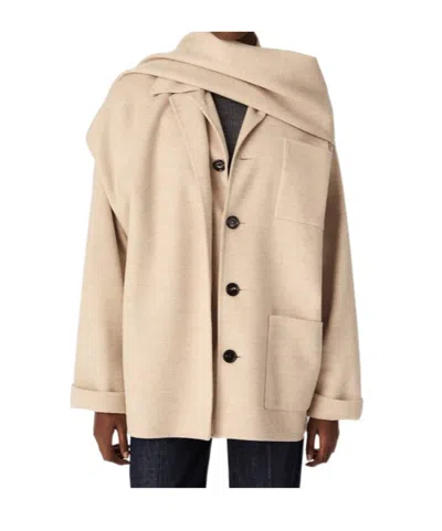 Bottega Veneta Double-layer Wool And Cashmere Short Coat In Beige Mixed Colors