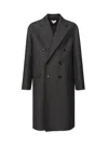 Bottega Veneta Double-layer Wool Coat In Gray