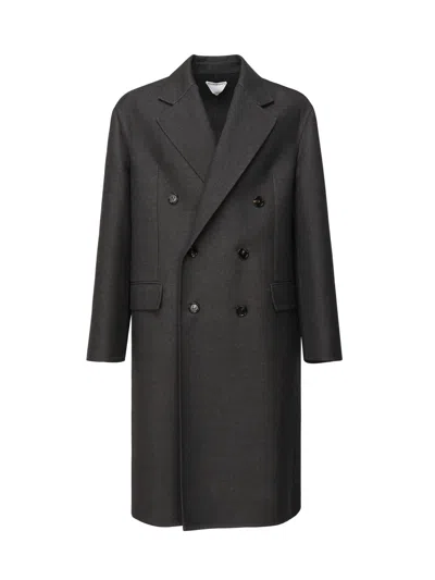Bottega Veneta Double-layer Wool Coat In Gray