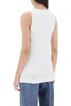 Bottega Veneta Double-layered Ribbed Tank Top With Crystals And Sequins In White