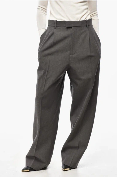 Bottega Veneta Double-pleated Wool Blend Pants In Gray