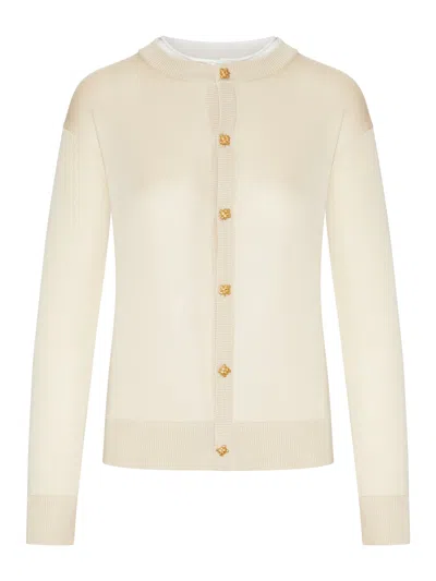 Bottega Veneta Double Silk Knit Cardigan In Nude