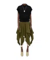 Bottega Veneta Viscose Double Layer Skirt In Olive Oil/pigeon