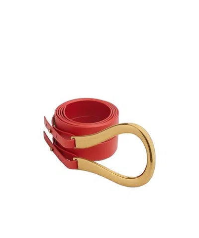 Bottega Veneta Double-strap Leather Belt In Red
