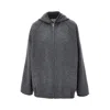 Bottega Veneta Double Wool Blouson Jacket With Leather Trims In Gray