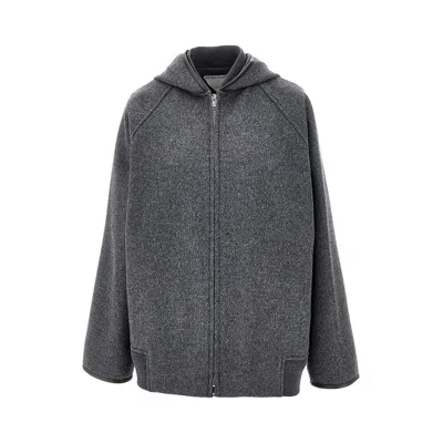 BOTTEGA VENETA DOUBLE WOOL BLOUSON JACKET WITH LEATHER TRIMS