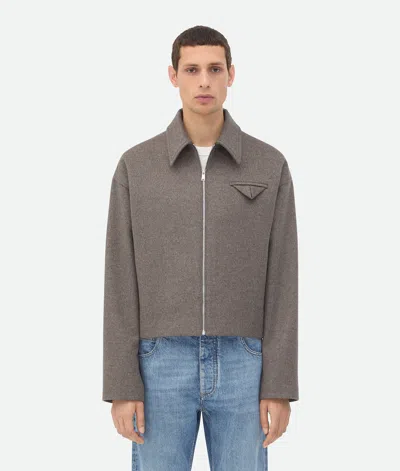 Bottega Veneta Kimono-blouson Aus Doppelter Wolle Und Kaschmir In Peppercorn Melange