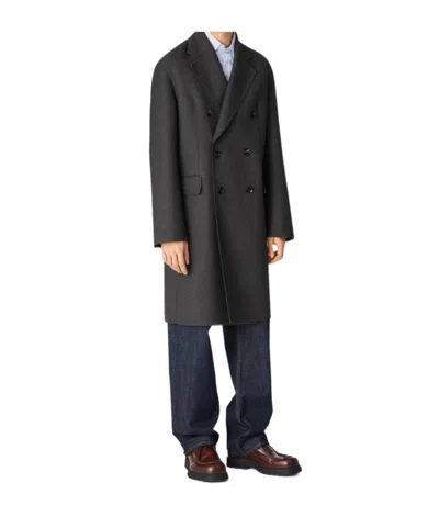 Bottega Veneta Double Wool Coat In Black