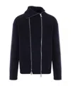 Bottega Veneta Cotton Blend Db Zip-up Pullover With Double Front Zip In Blue