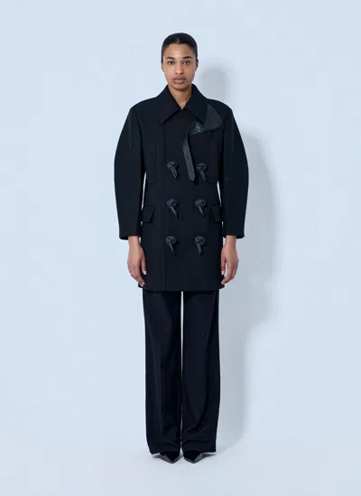 Bottega Veneta Double-breasted Coat With Knot Details In Black