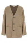 Bottega Veneta Dove Grey Wool Blend Cardigan In Brown